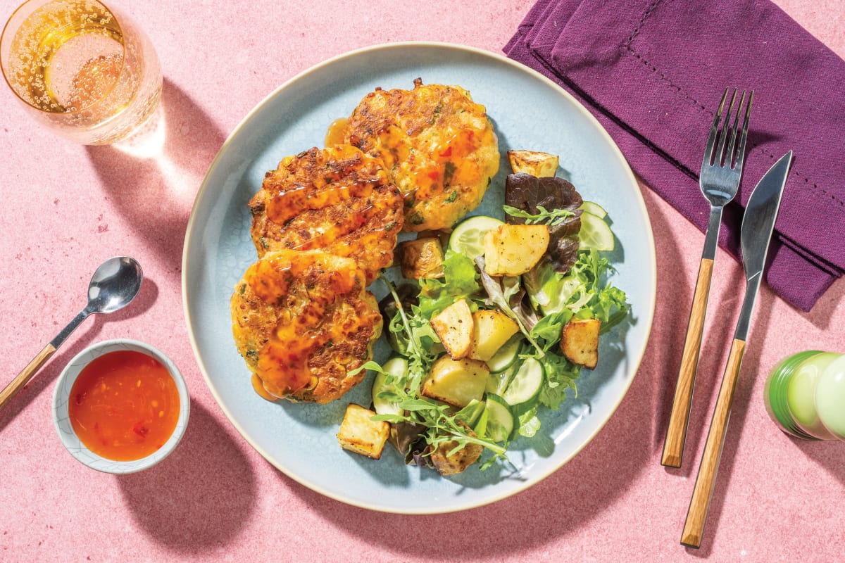 Sweet Chilli Haloumi & Veggie Fritters