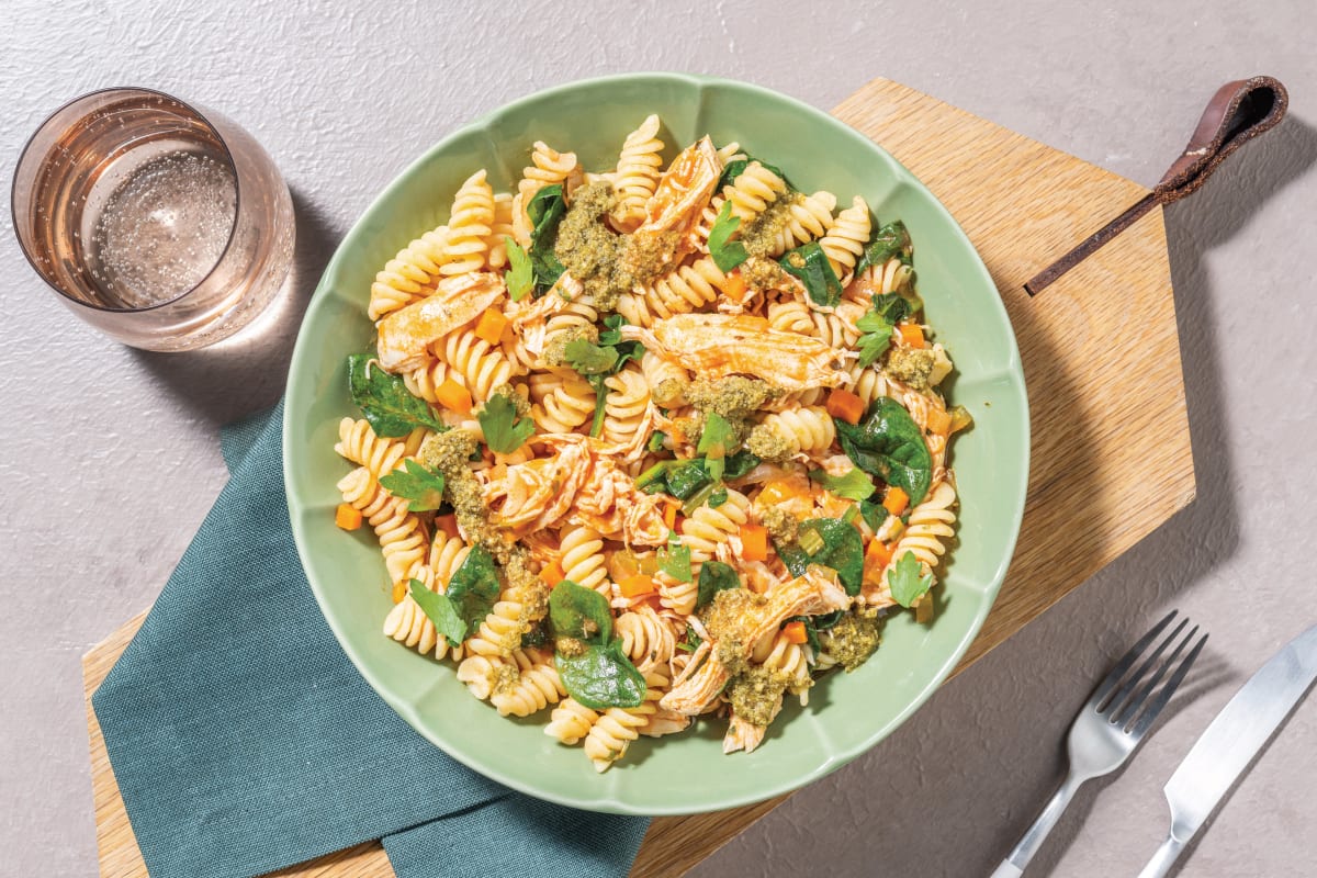 One-Pot Pulled Chicken & Veggie Fusilli