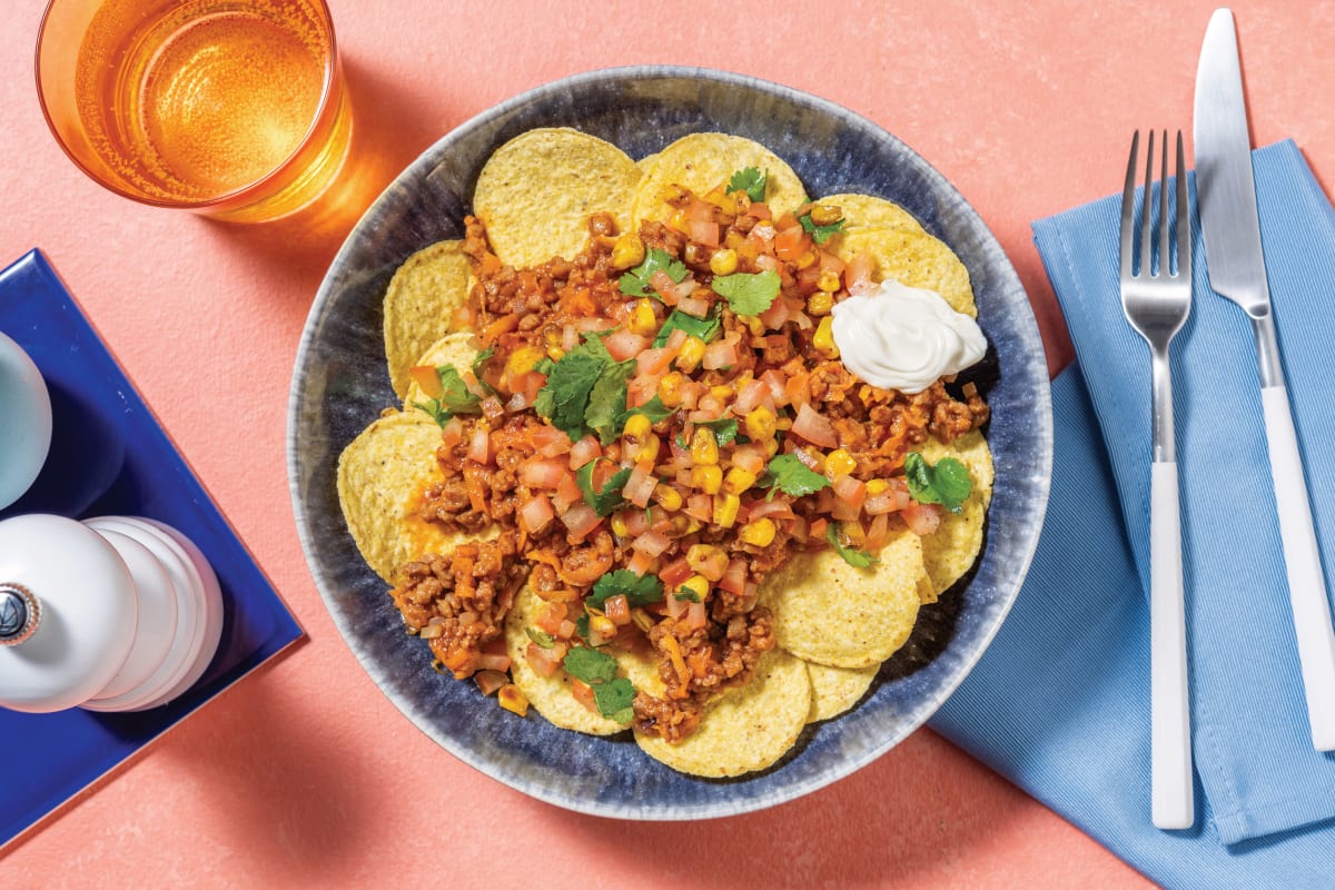 American Plant-Based Mince Chilli Nachos