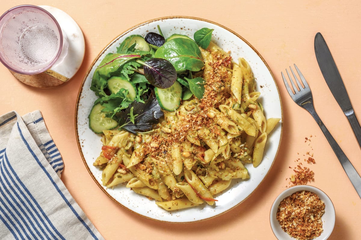 Plant-Based Pesto Penne & Pangrattato 