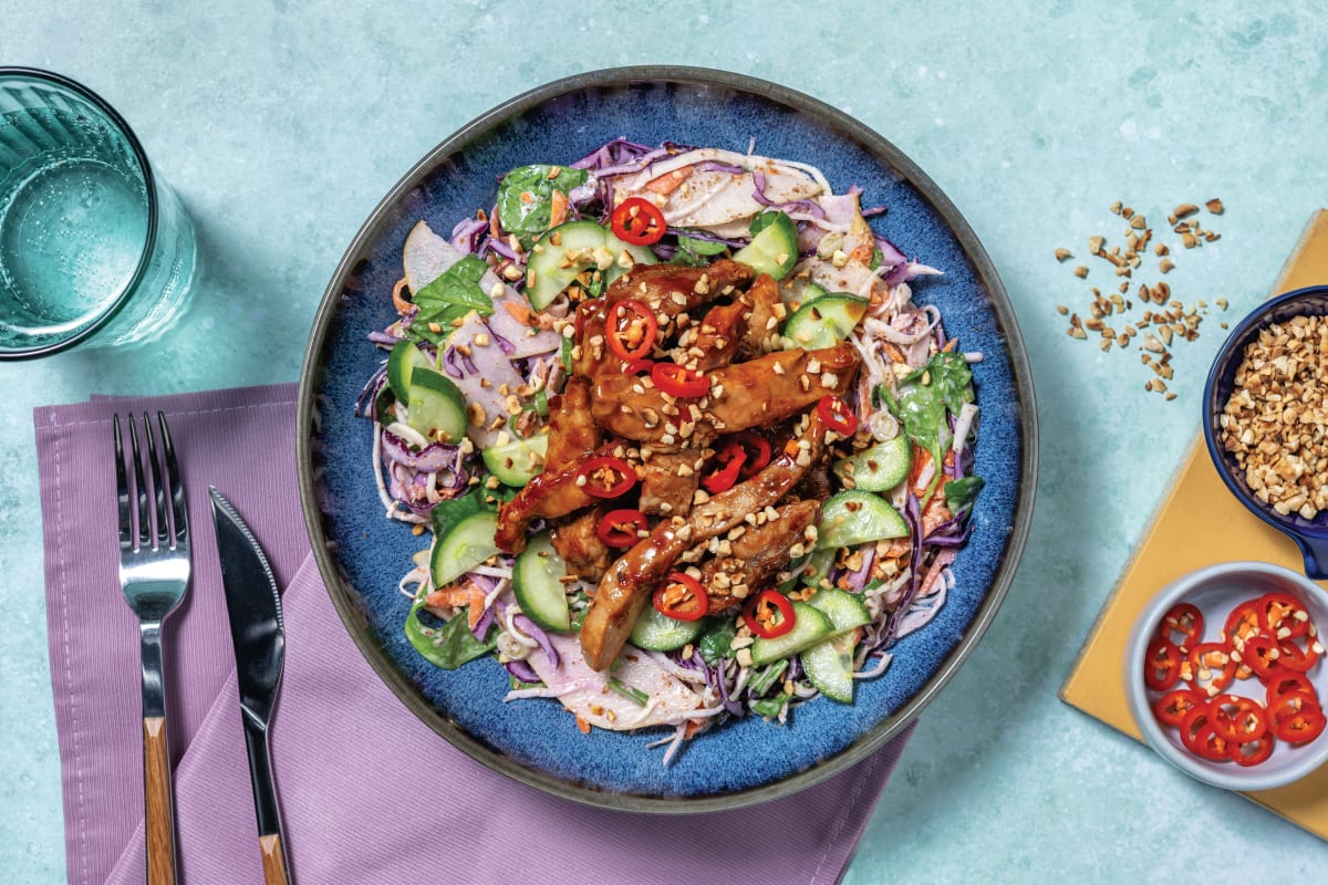 Quick Sticky Sweet Chilli Pork Slaw Bowl