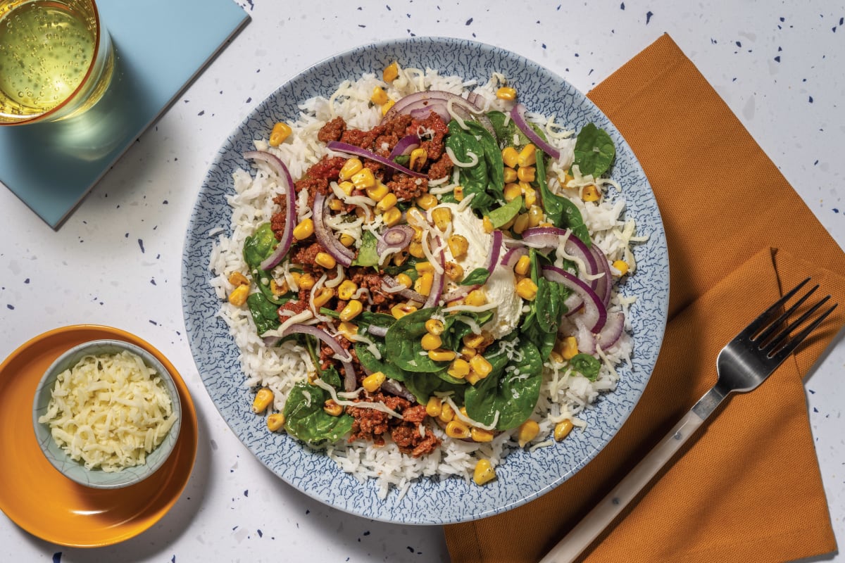 Double Cheesy Beef & Bacon Rice Bowl