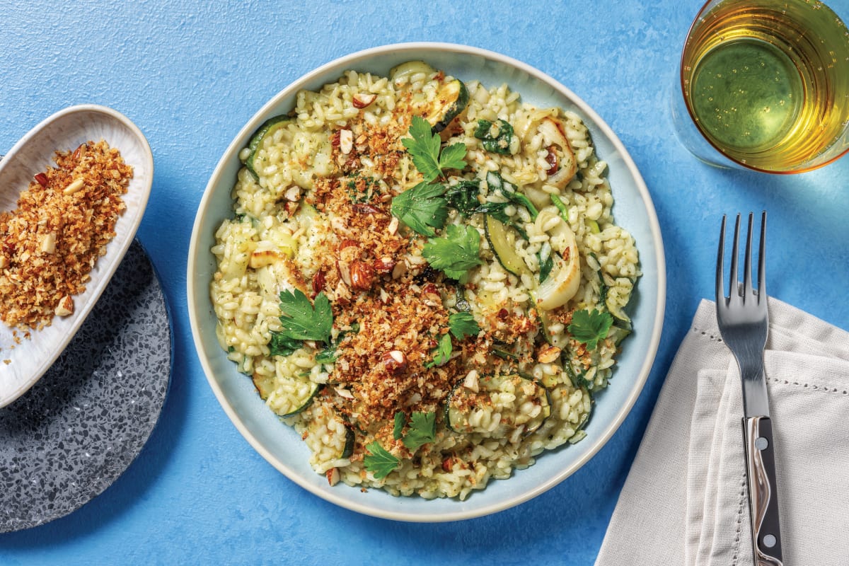 Basil Pesto, Courgette & Bacon Risotto