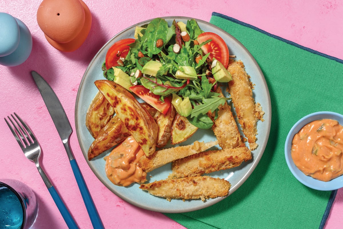 Plant-Based Chick'n Tenders & Spiced Wedges