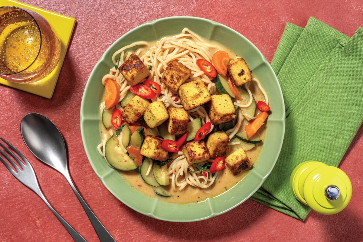 Satay-Style Tofu & Coconut Noodle Soup