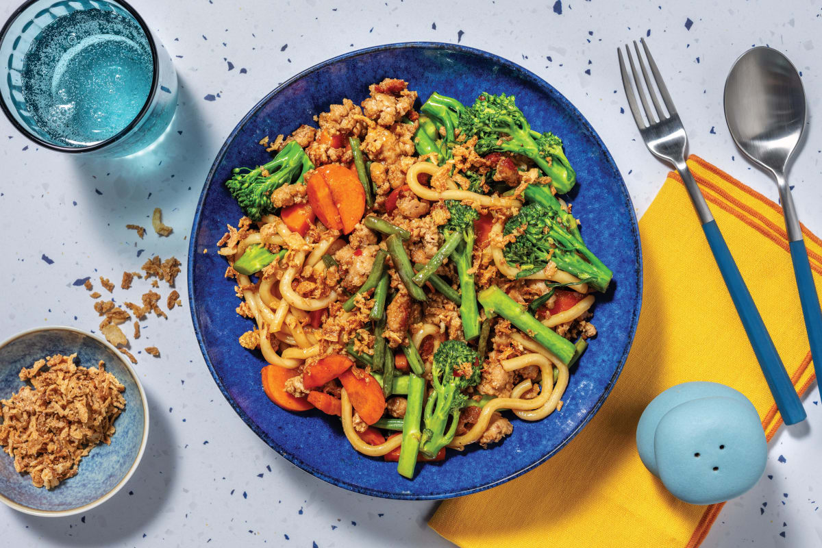 Sticky Chinese-Style Beef Udon Noodles