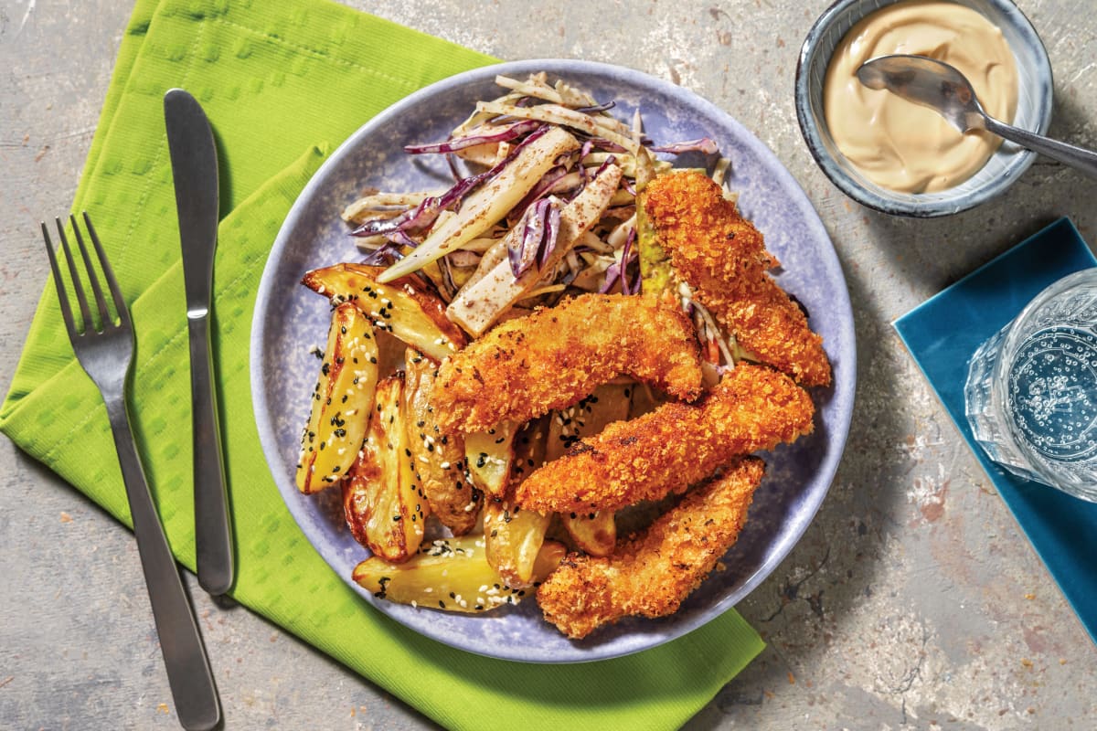 Southeast Asian Crumbed Chicken & Sesame Wedges