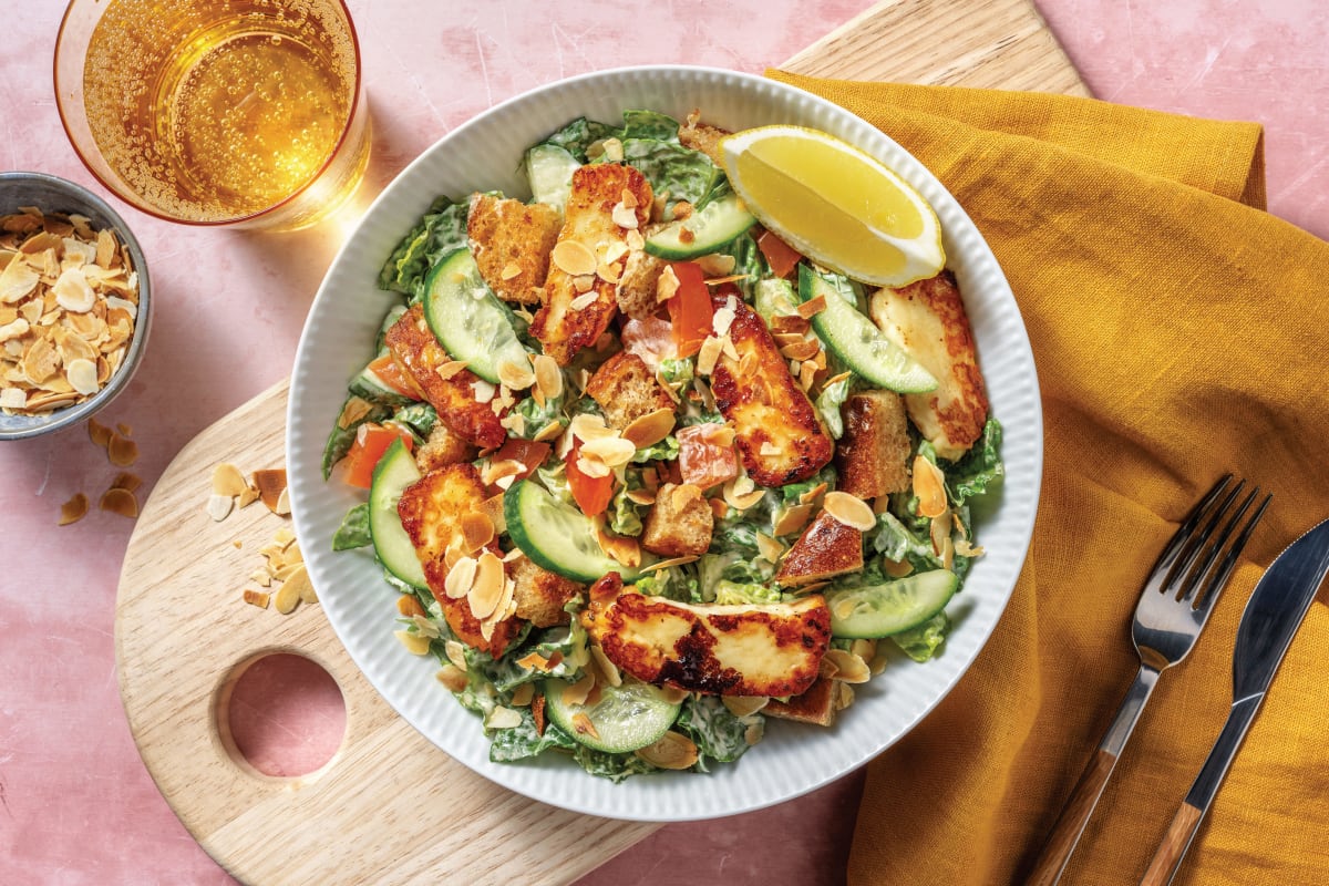 Honey-Glazed Haloumi & Chicken Caesar-Style Salad