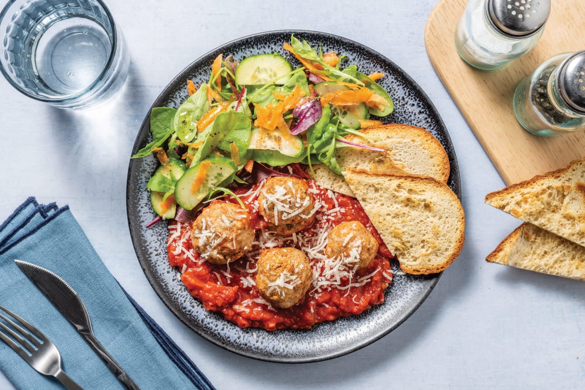 One-Pan Saucy Baked Pork Meatballs