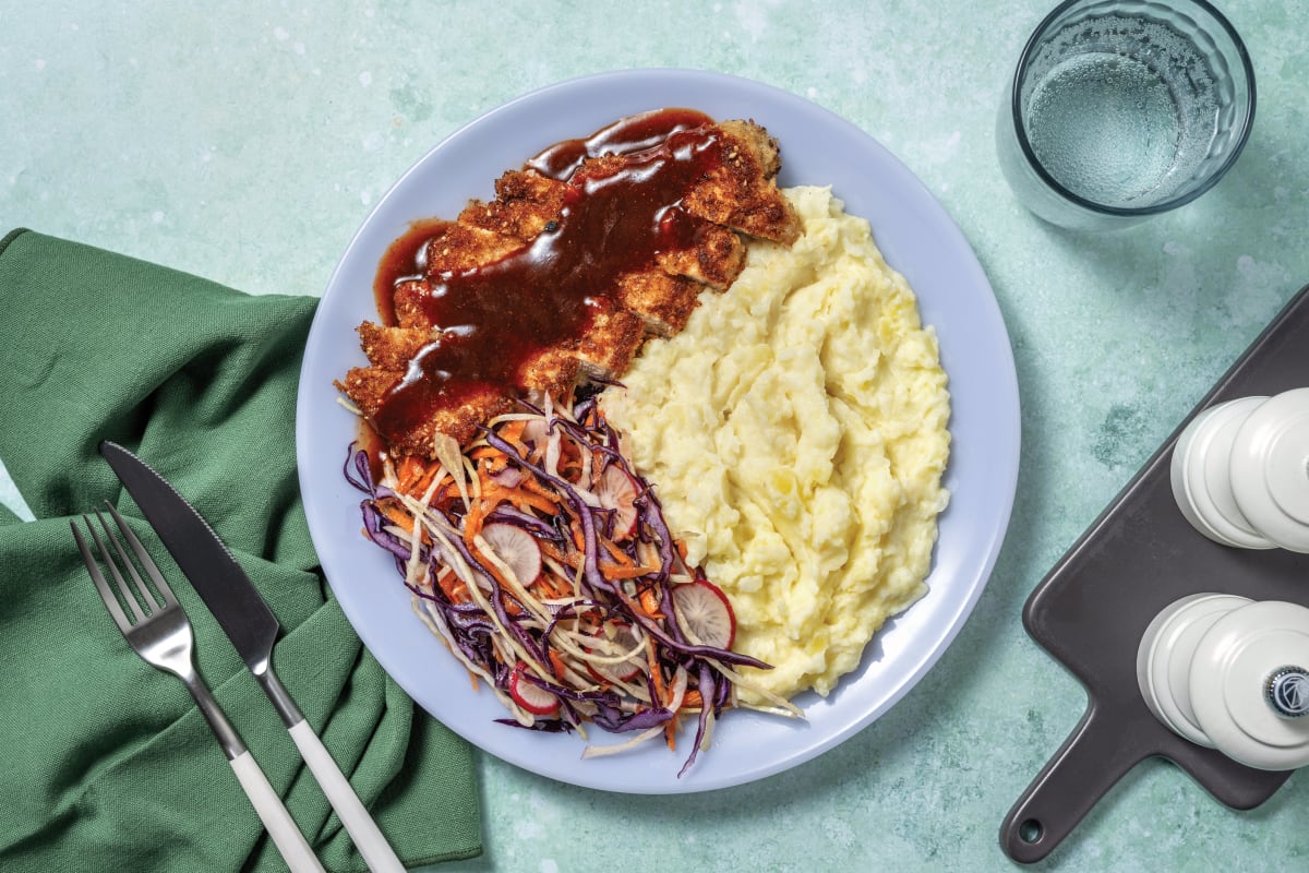 Sesame Chicken Schnitzel & Cauli-Potato Mash