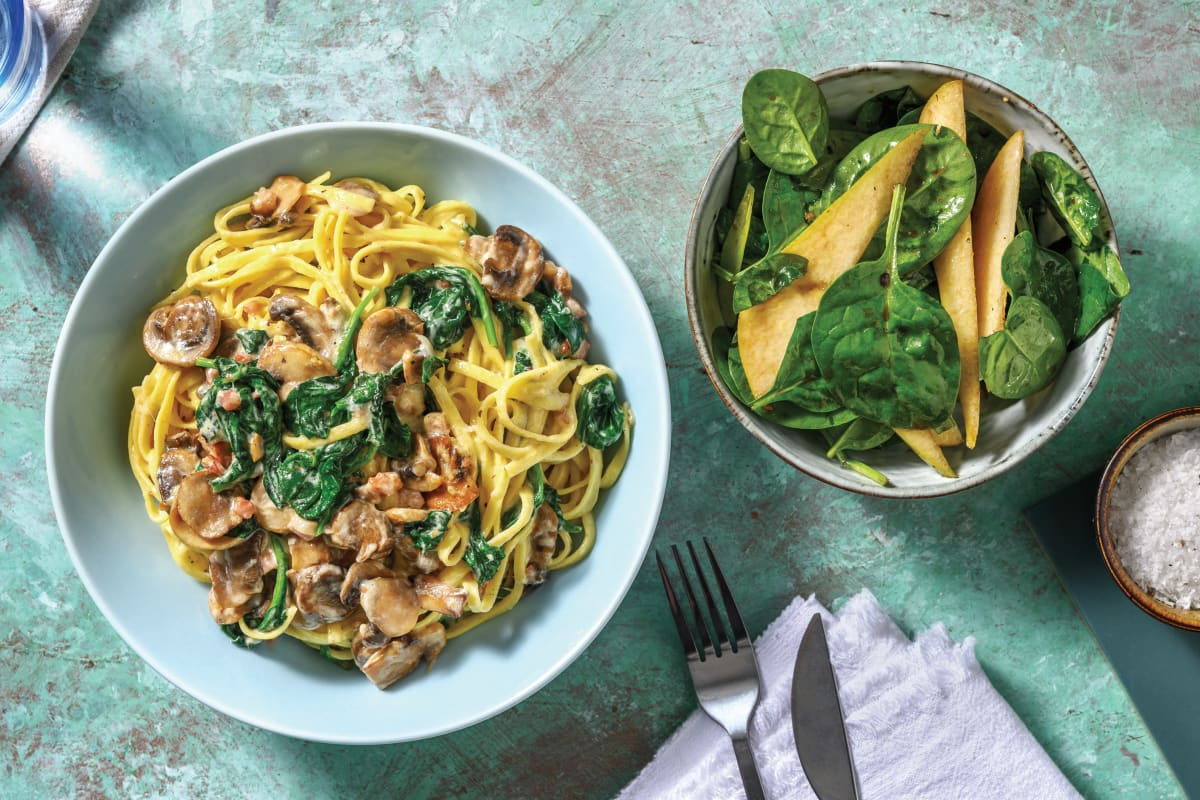 Creamy Chicken, Bacon & Mushroom Fettuccine