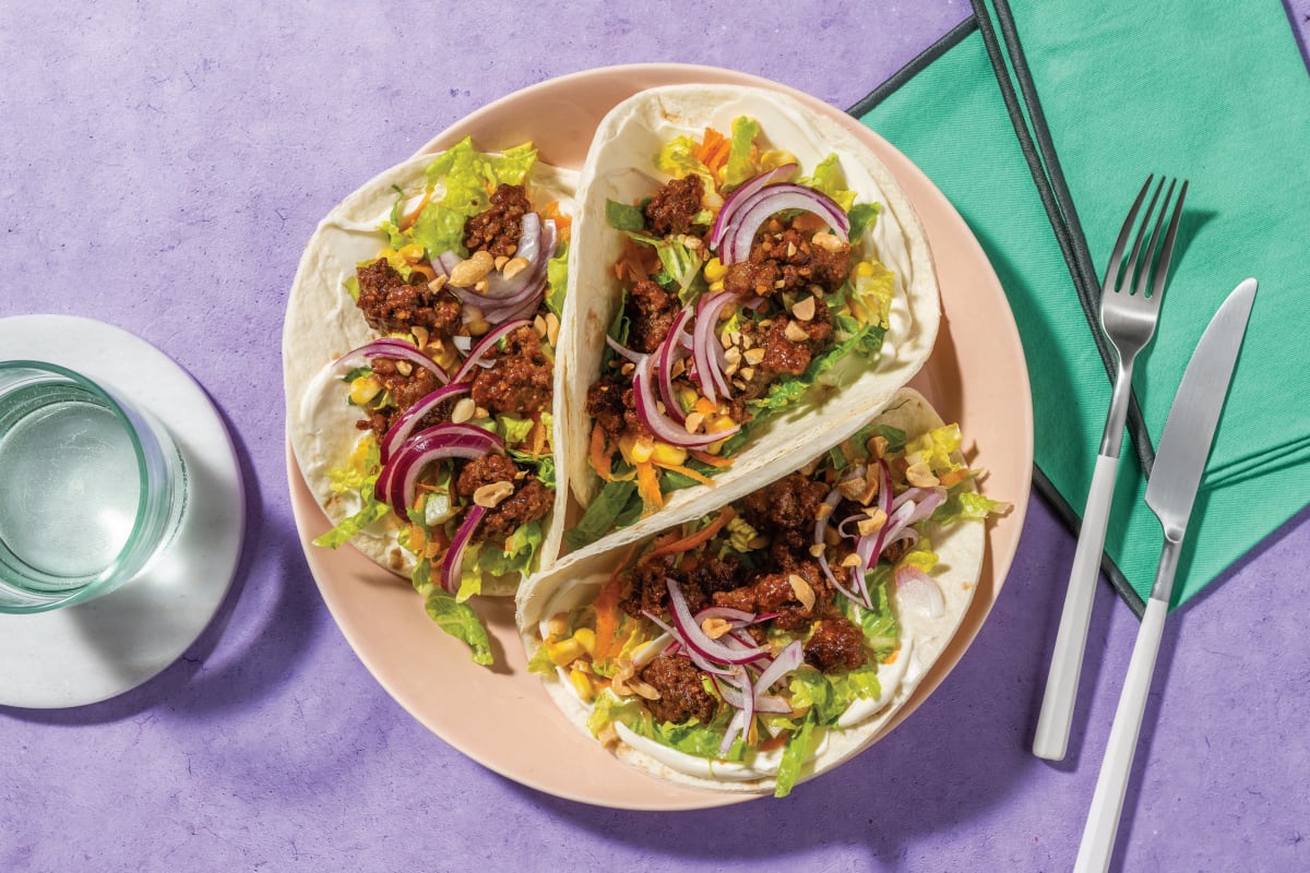 Quick Sichuan Garlic Beef Tacos