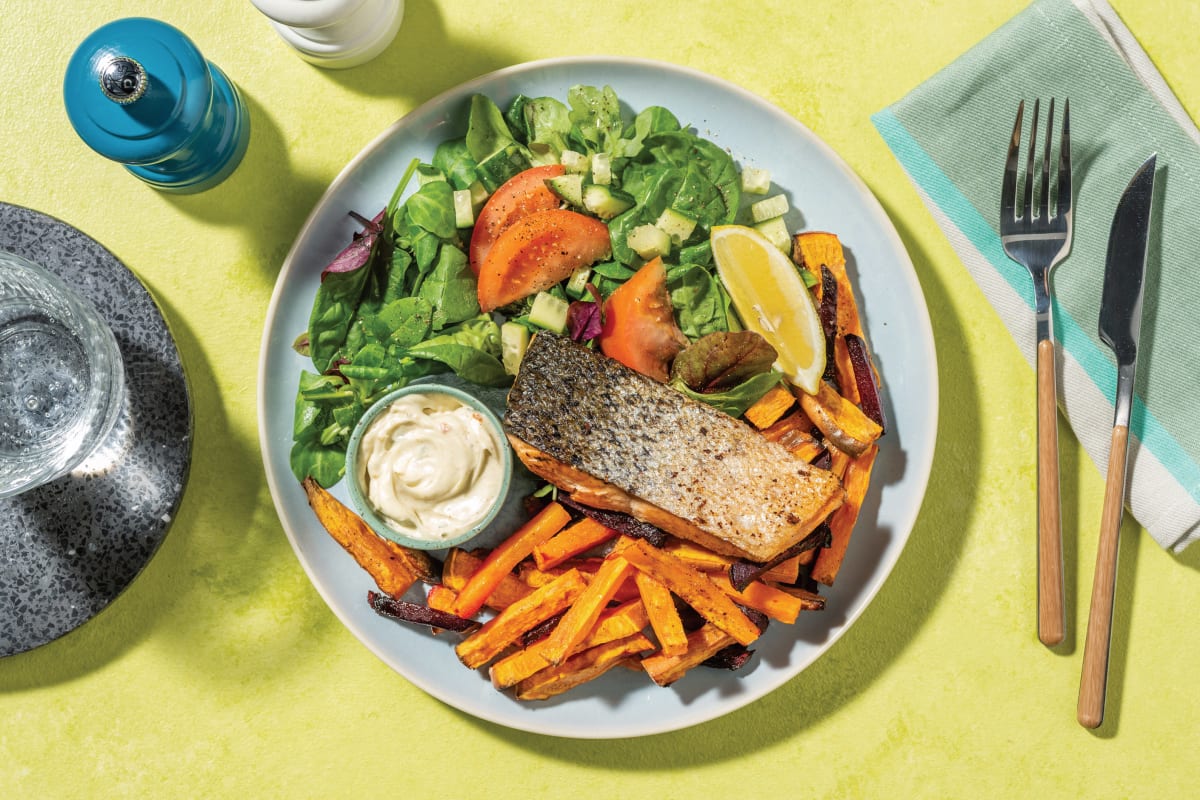 Oven Baked Salmon Fillet & Veggie Fries