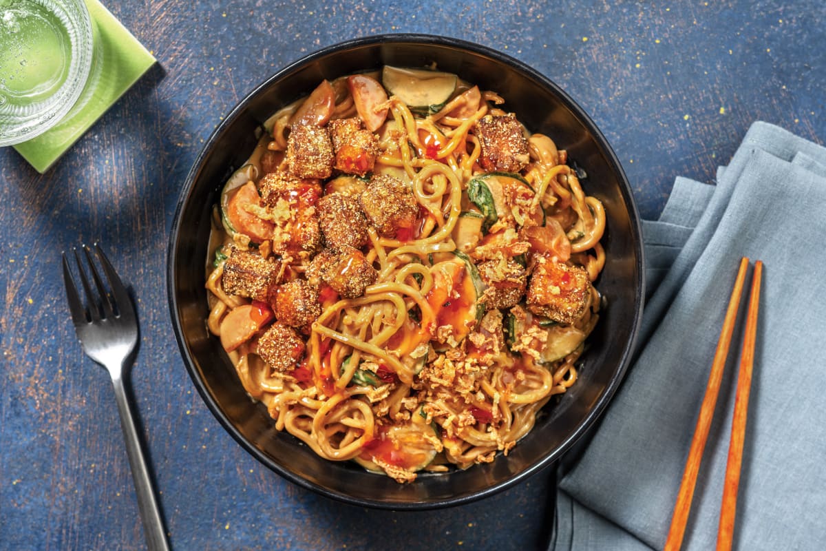 Crispy Beef & Curried Egg Noodles