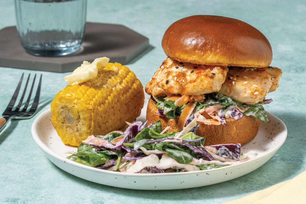 Easy Double Sticky Sesame & Sweet Chilli Chicken Burger