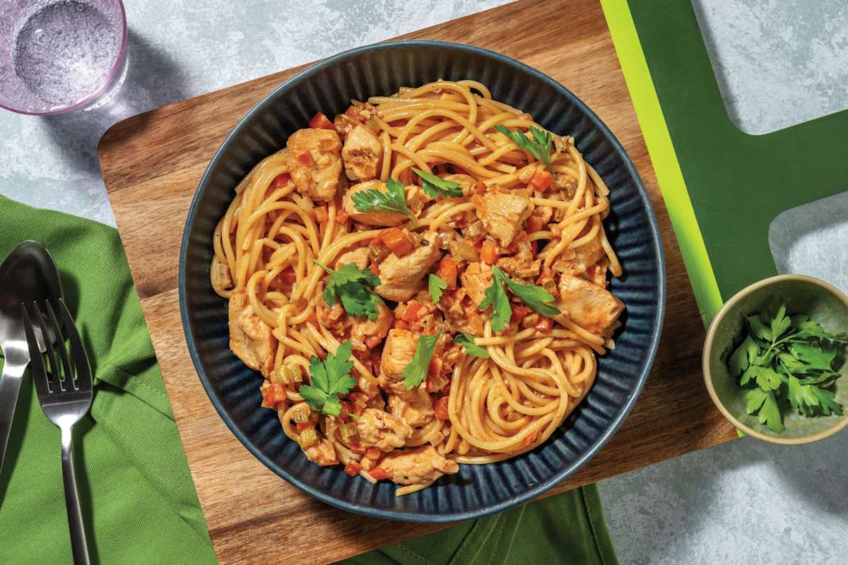 Quick Creamy Beef & Tomato Spaghetti