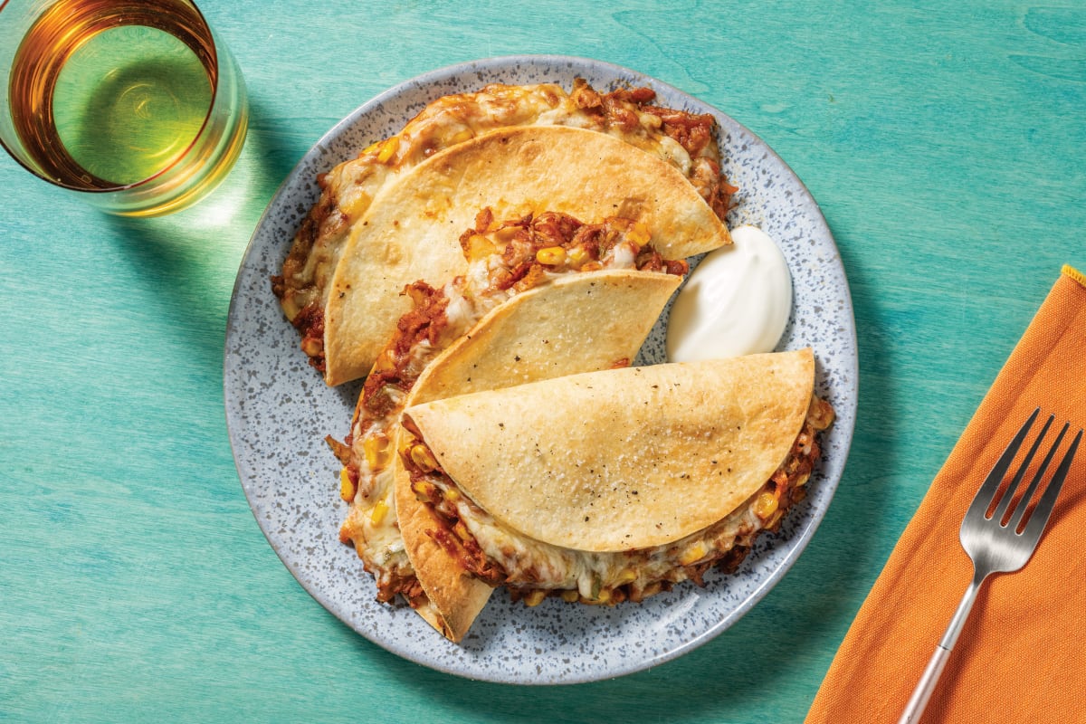 Tex-Mex Double Pulled Pork Quesadillas