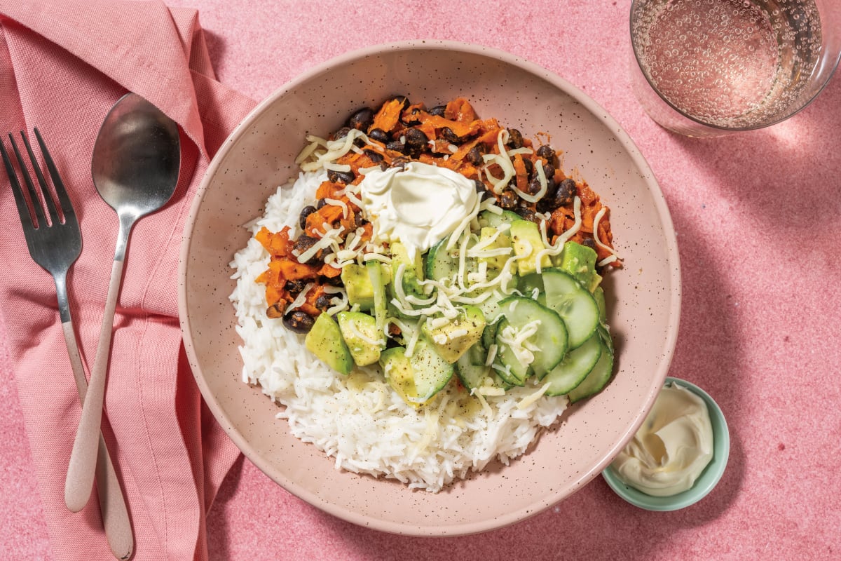 Tex-Mex Black Bean & Rice Burrito Bowl