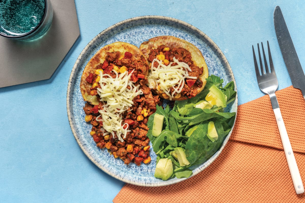 Double Loaded Beef & Chorizo Jacket Potatoes