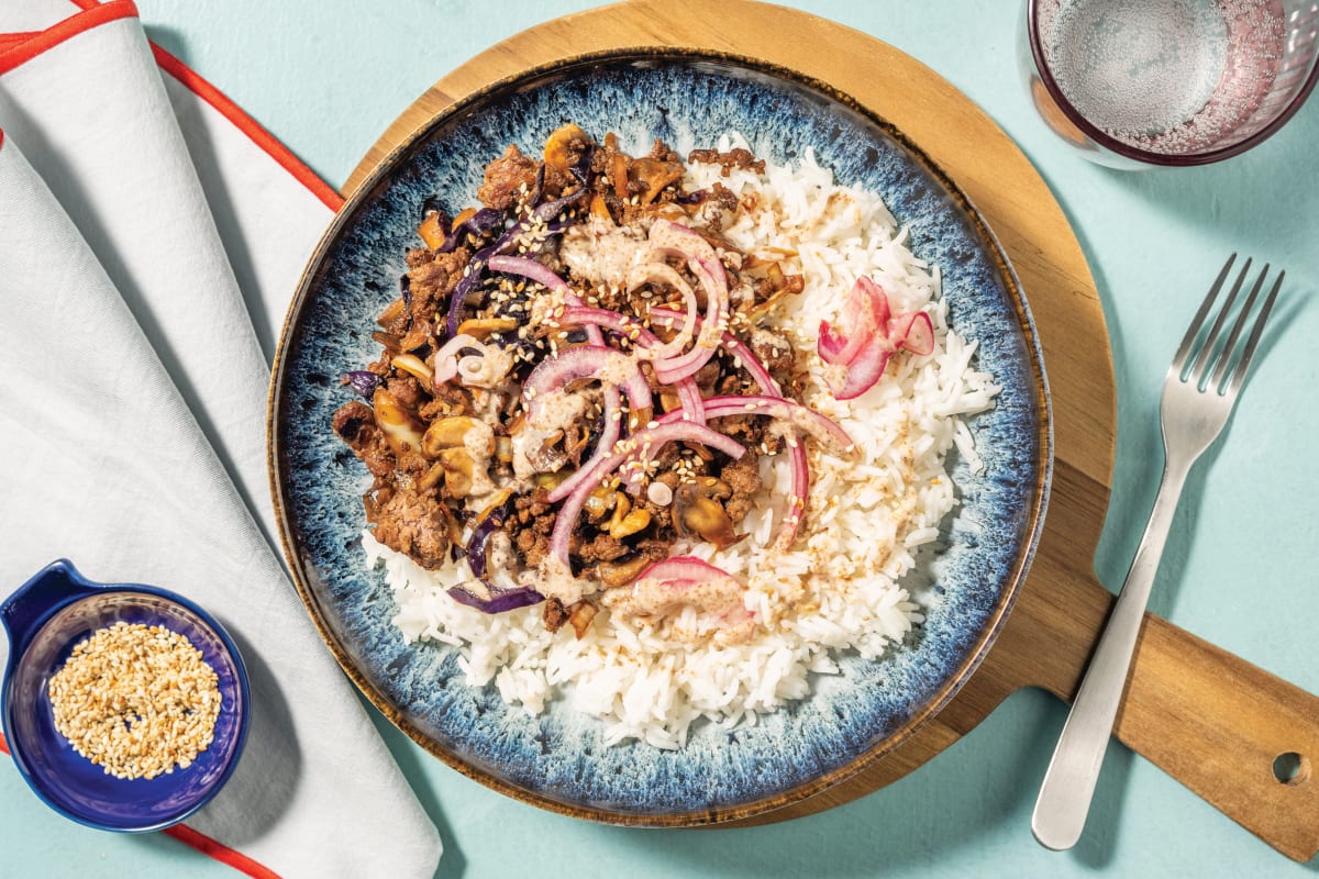 Teriyaki Beef Strips & Mushroom Rice Bowl