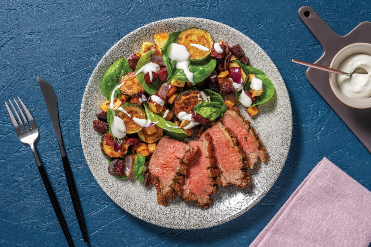 Easy Double Rosemary Lamb & Root Veggie Salad