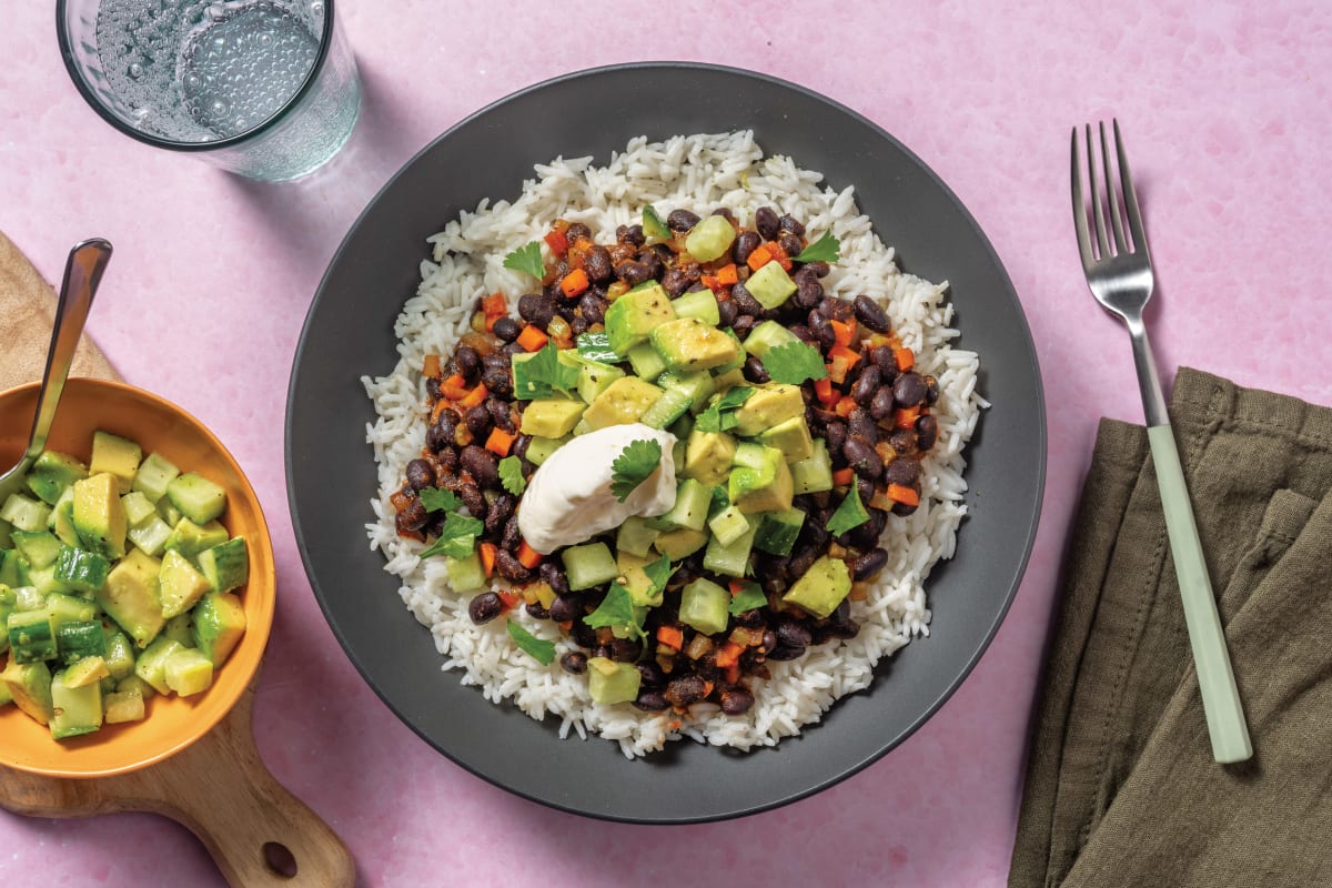 Mexican Black Bean Chilli & Garlic Rice