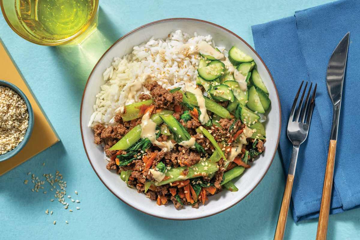 HelloHero: Ginger & Teriyaki Veggie Gyoza Rice Bowl