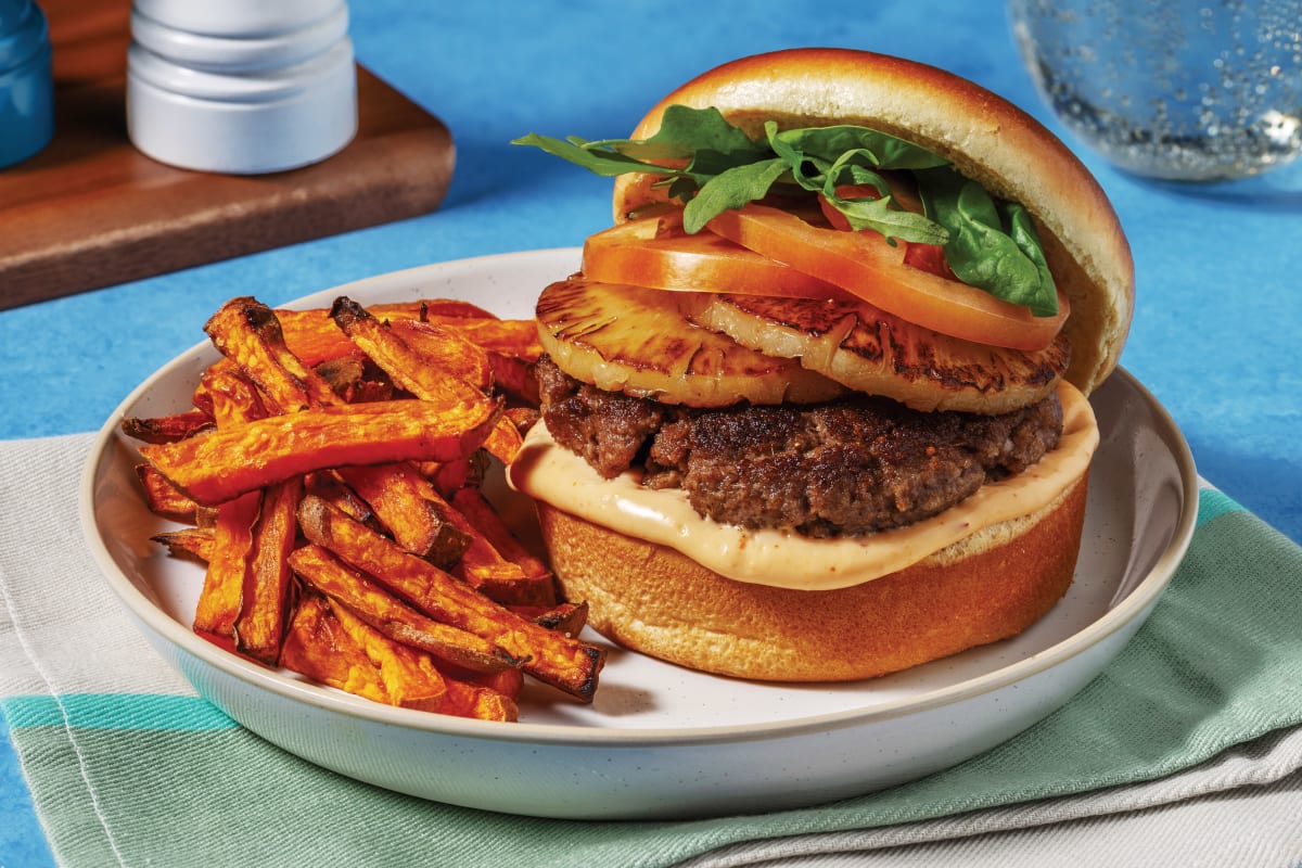 Caribbean Beef & Charred Pineapple Burger 