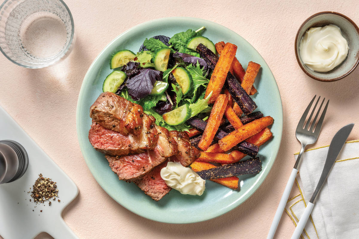 Easy Peppercorn Lamb Rump & Veggie Fries Recipe HelloFresh