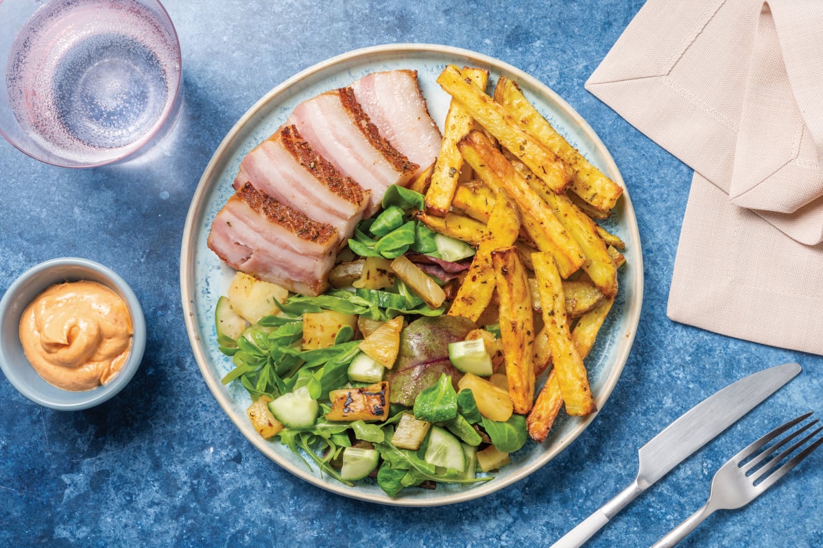 Roast Pork Belly & Jerk Fries