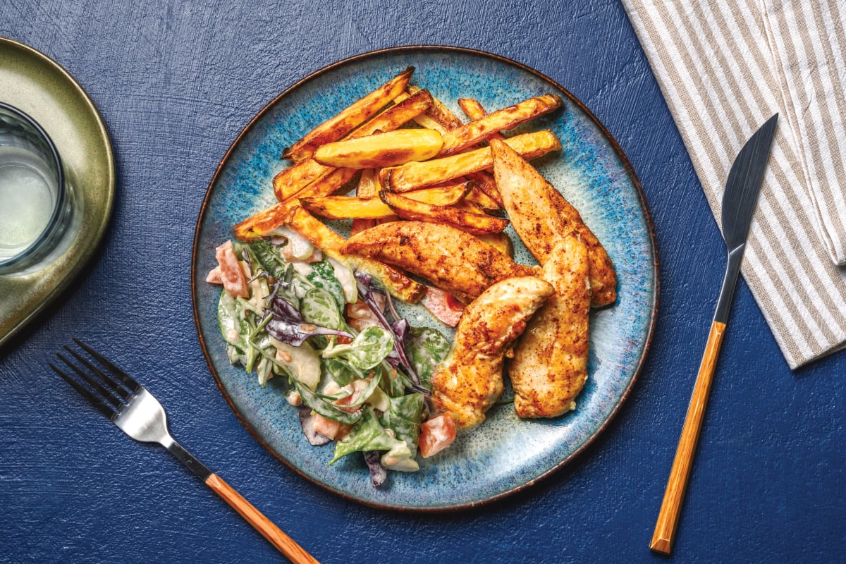 Easy Spiced Chicken & Potato Fries