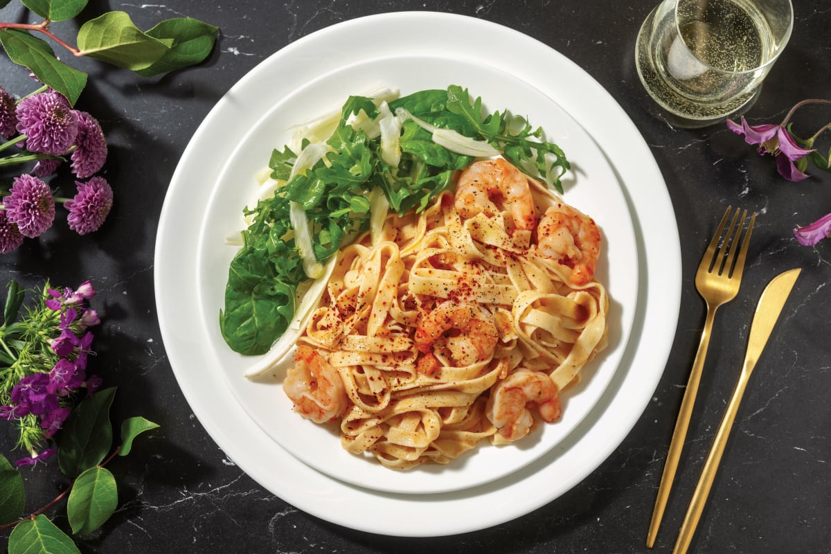 Creamy Prawn Cutlet Fettuccine Alfredo