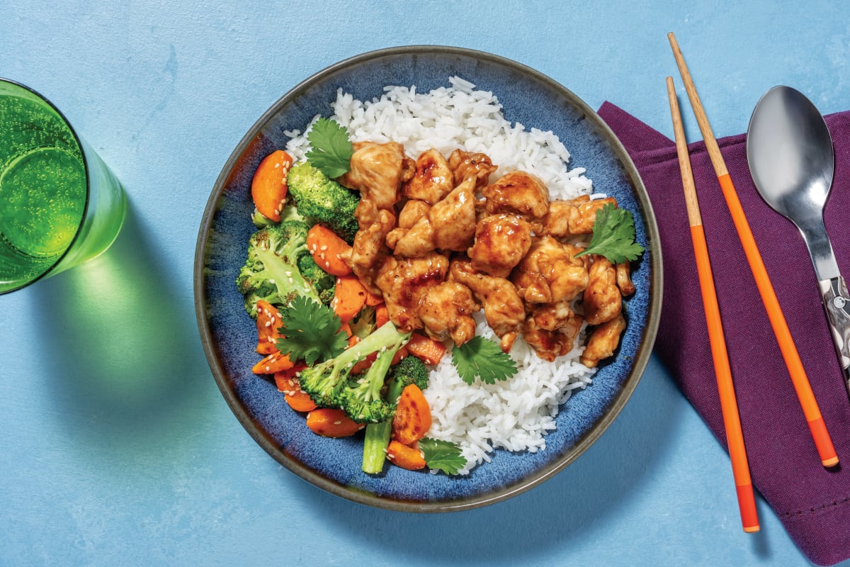 Sticky Popcorn Chicken & Garlic Rice