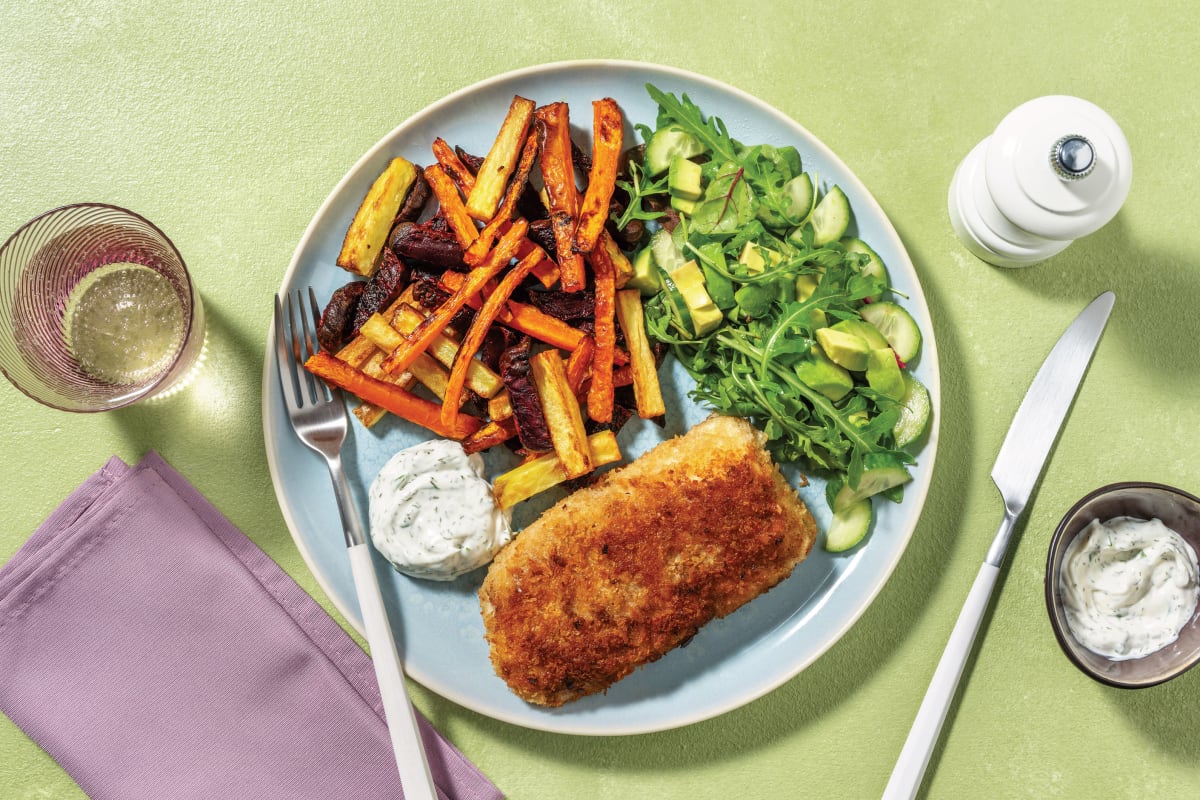 Crumbed Hoki & Veggie Fries