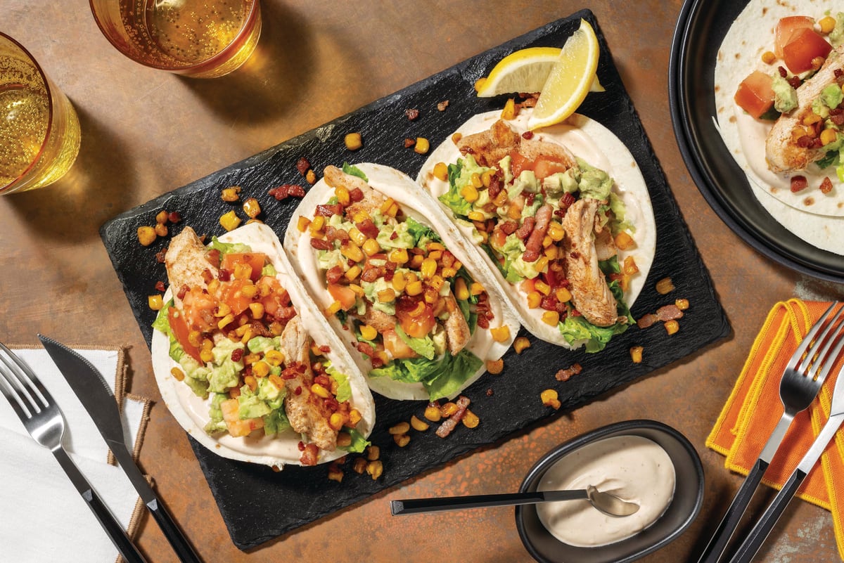 Mexican Chicken & Bacon-Corn Tacos