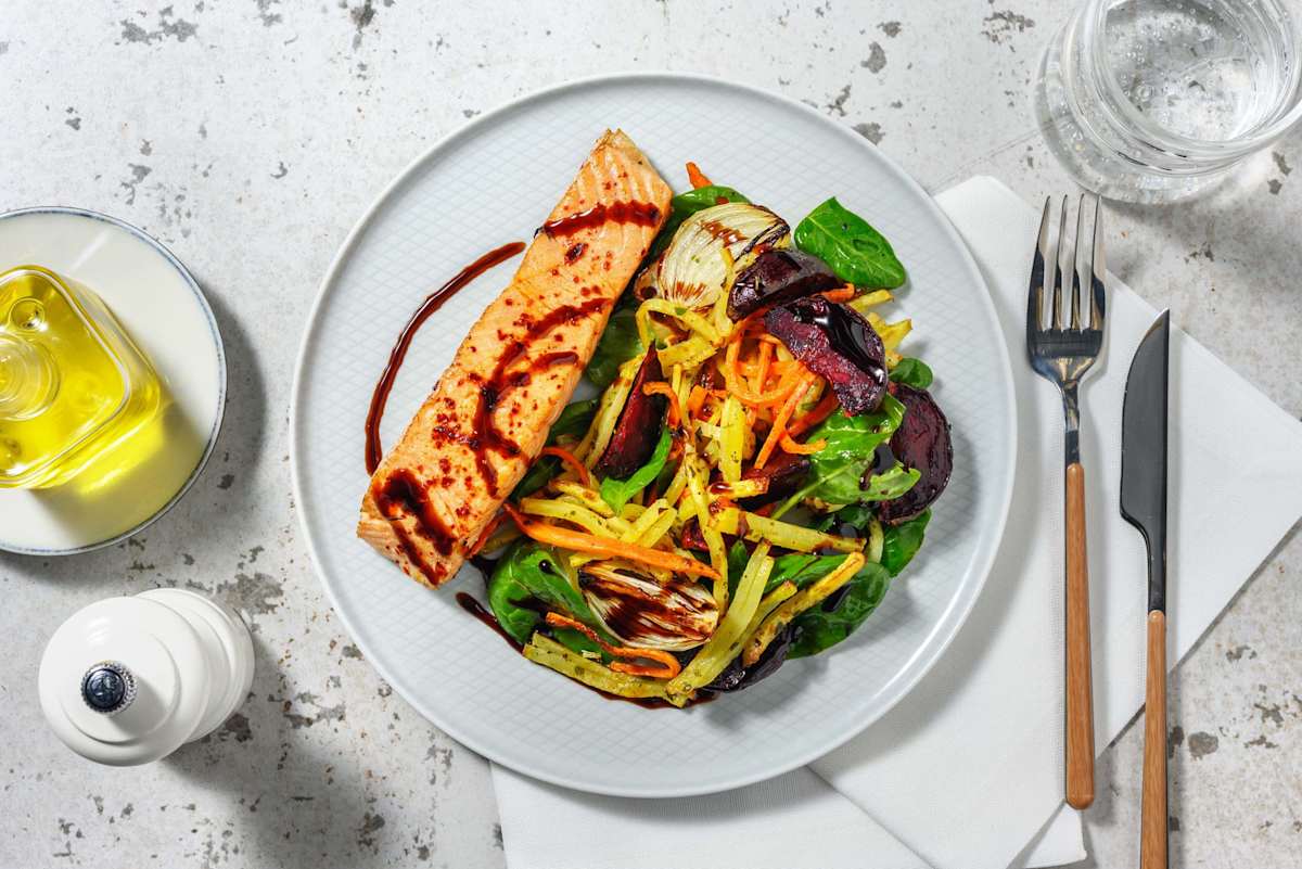 Double Salmon & Sunny Veggie Toss