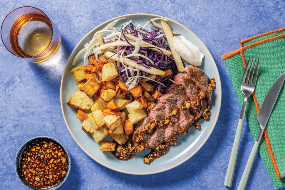 Seared Beef Rump And Garlic Peanut Sauce Recipe Hellofresh 3955