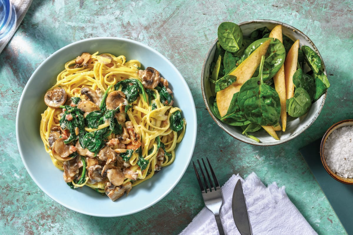 Creamy Chicken, Bacon & Mushroom Fettuccine