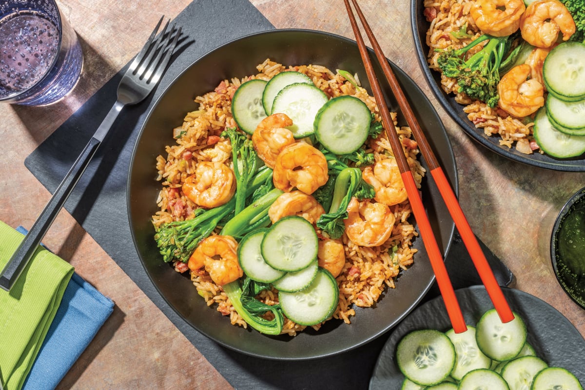 Garlic Prawns & Bacon Fried Rice