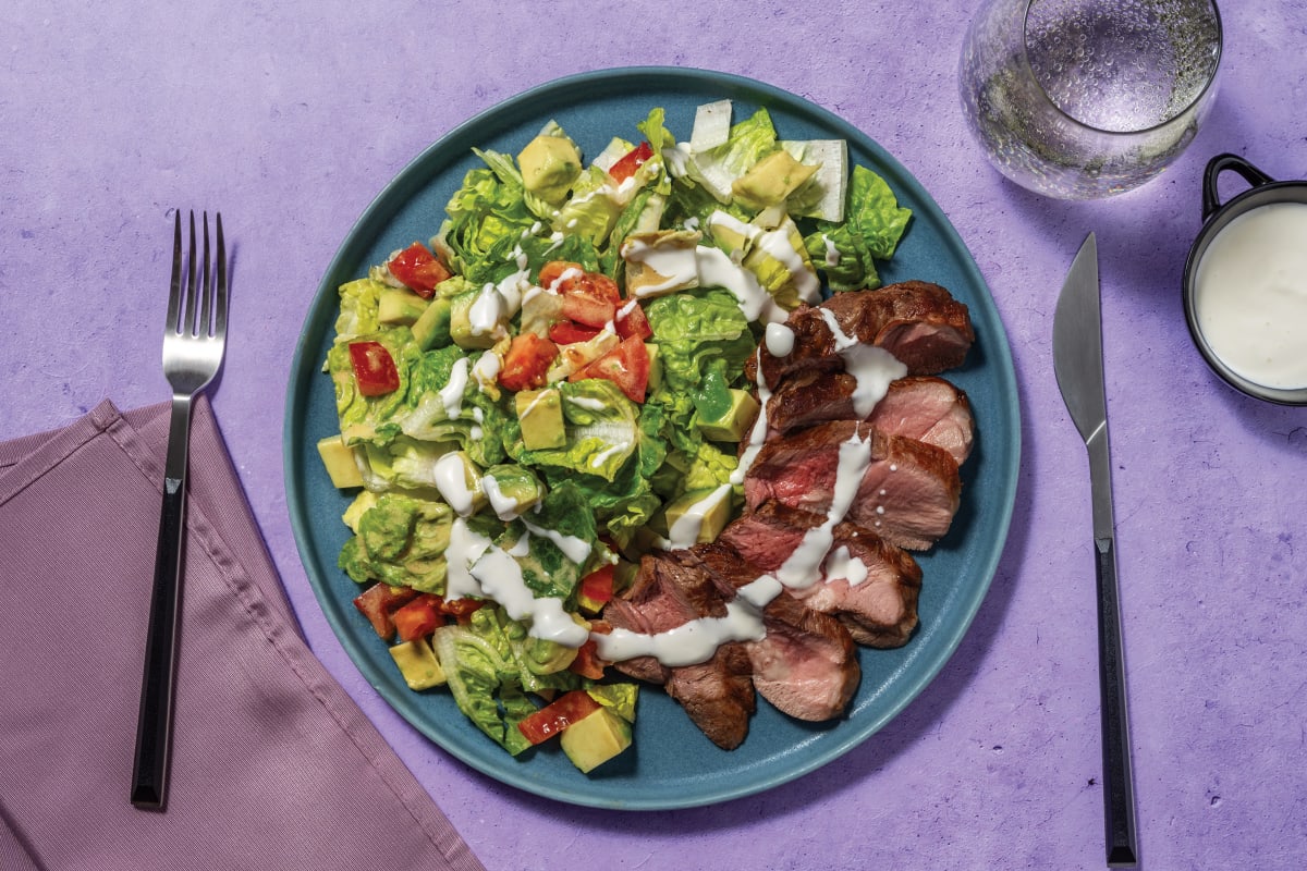 Easy Double Lamb Rump & Avocado Cos Salad