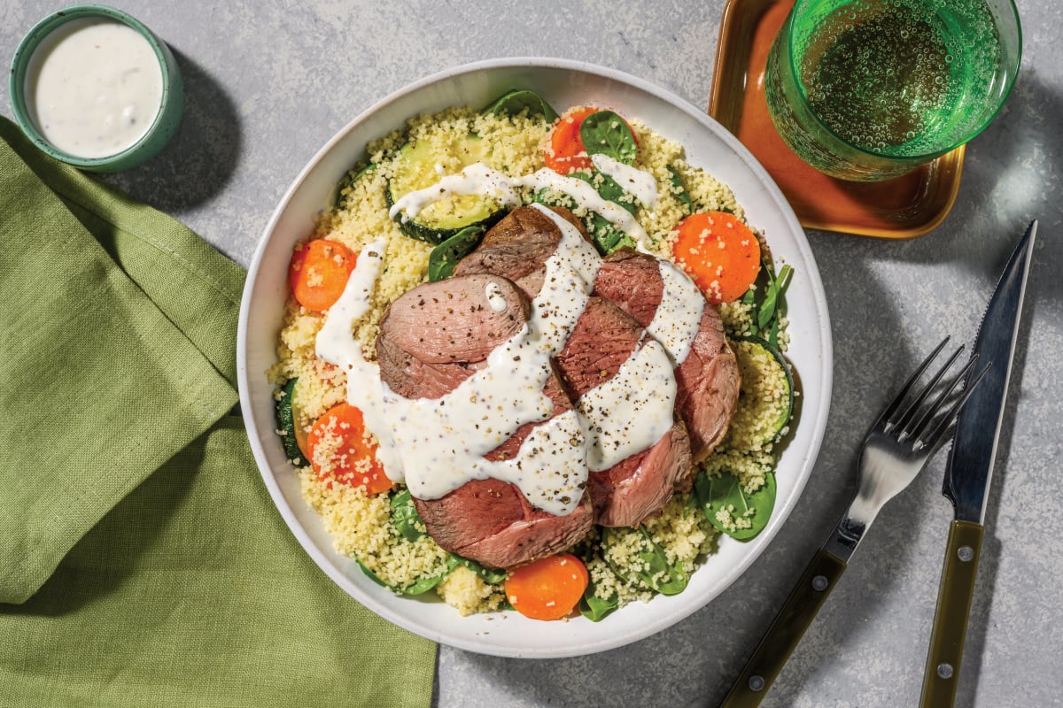 Double Roast Lamb Rump & Warming Wholemeal Couscous Salad