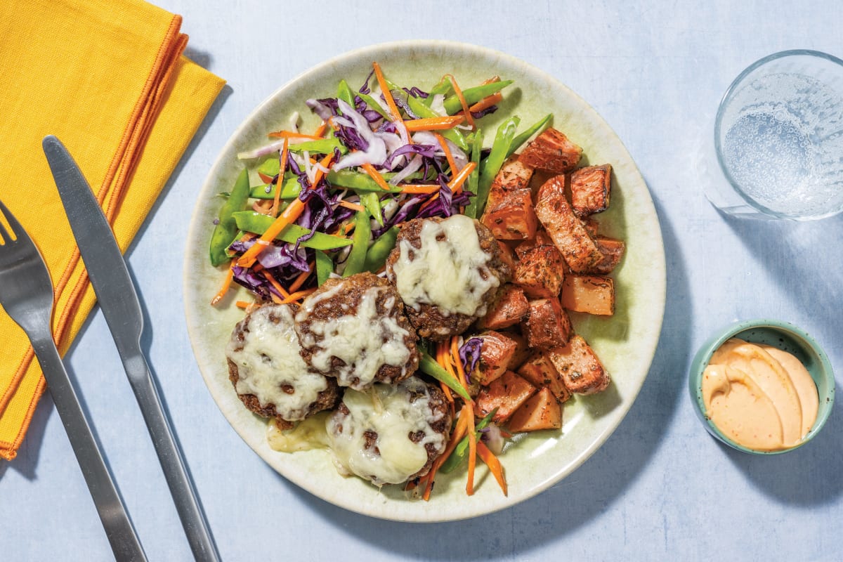 American Cheeseburger Beef Rissoles