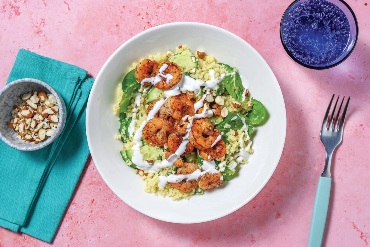 Honey-Sumac Double Prawns & Couscous Salad