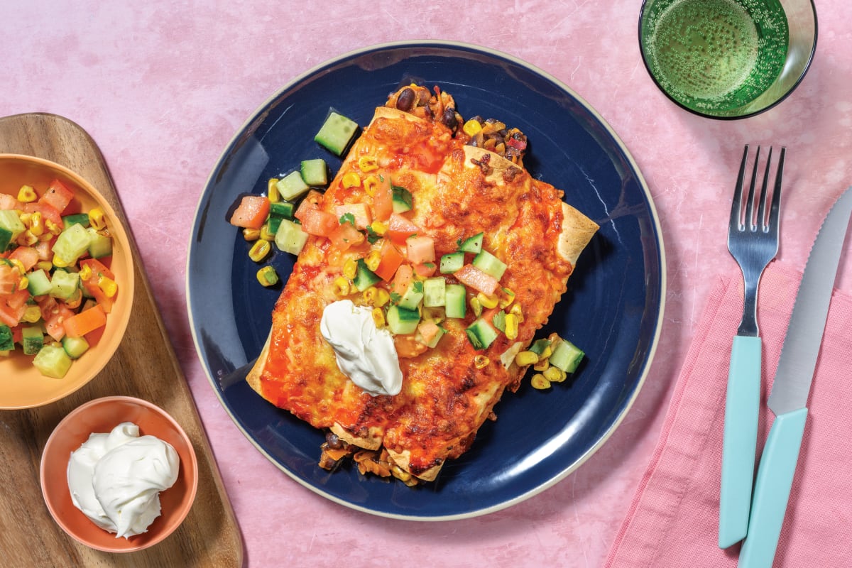 Saucy Mexican Bean Enchiladas 