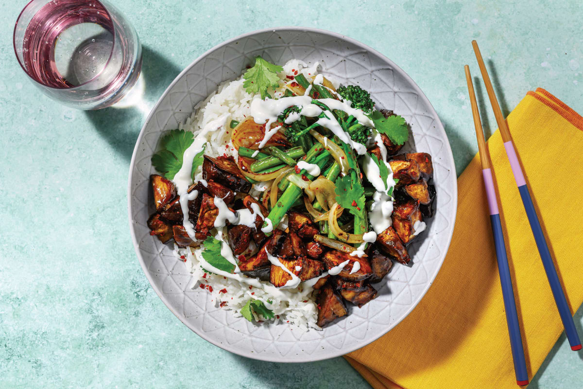 Korean Beef, Eggplant & Baby-Broccoli Stir-Fry