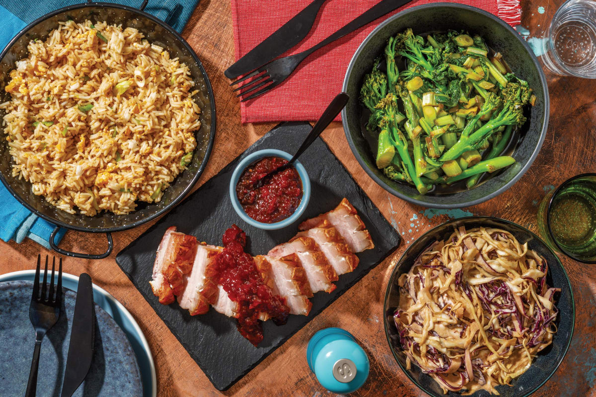 Roasted Sriracha Pork Belly & Egg Fried Rice