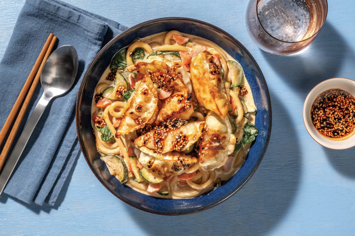 Chicken Gyoza & Curried Udon Noodles 