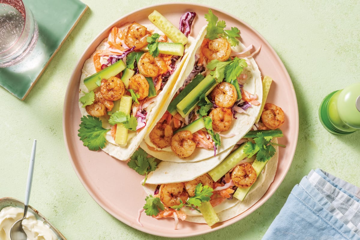 Double Baja-Style Prawn Tacos