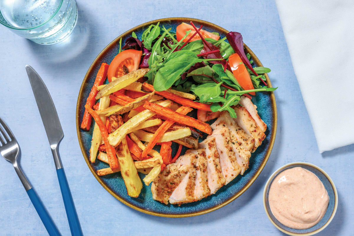 Tex-Mex Pork Steak & Zesty Veggie Fries