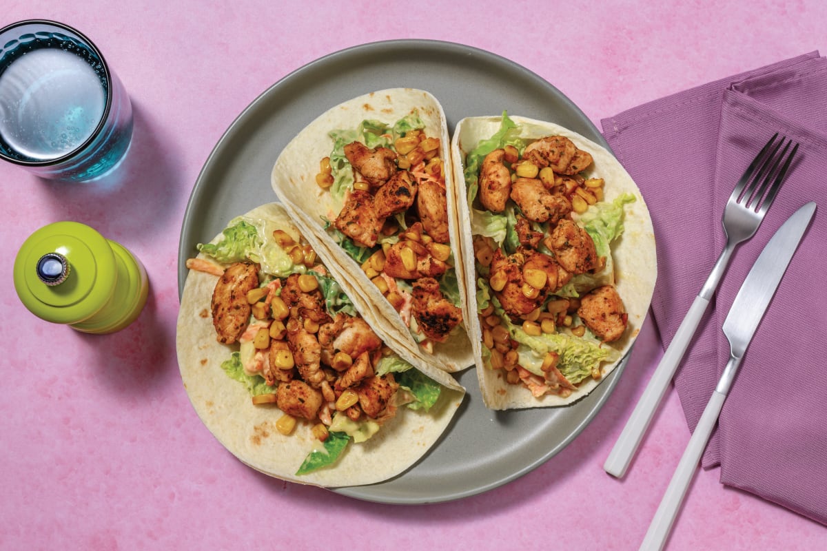 Quick Louisiana Popcorn Chicken Tacos